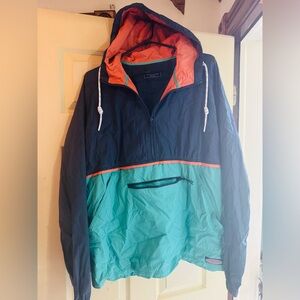 Vineyard Vines Men’s Colorblock Pullover Hoodie Jacket Size L – Navy/Teal/Orange